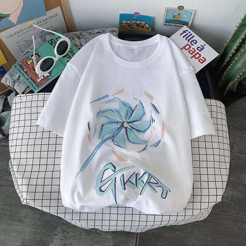 Футболка с короткими рукавами мужская летняя трендовая свободная повседневная рубашка с половиной рукавов универсальная сострадательная XXL белый 1379₽