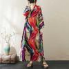 V-neck Loose Plus Size Simple Vacation Style Long Sleeve Women's Beach Dresses