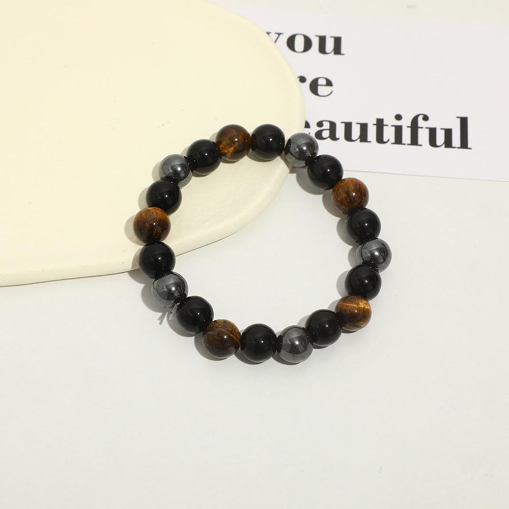 Natürliche schwarze Obsidian-Hämatit-Tigerauge-Perlen-Armbänder für Männer zum magnetischen Gesundheitsschutz für Frauen Seelenschmuck Pulsera Hombre