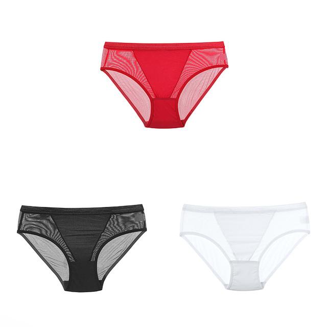 

CINOON 3PCS/Set Жіночі трусики Sexy Mesh Transparent Briefs Low-Lise Underpant G-string Panty XL