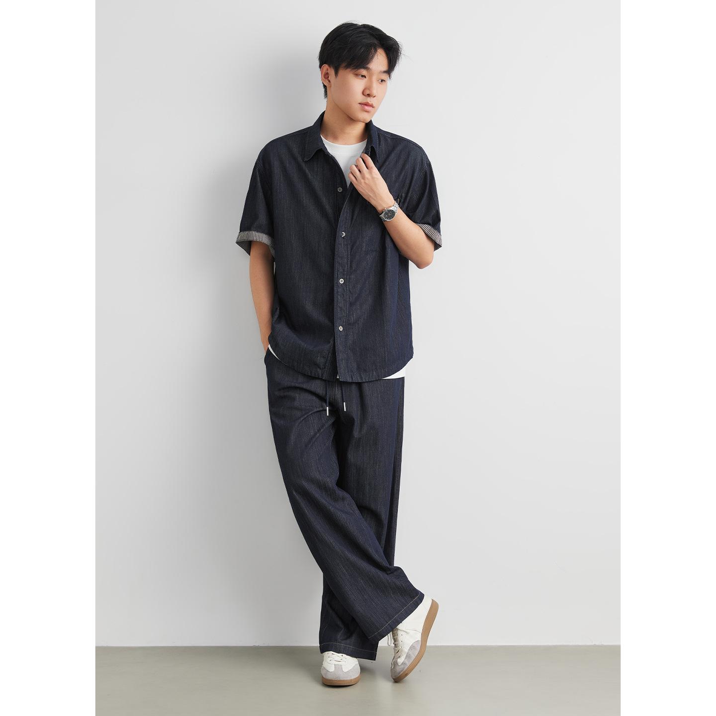 

Men s Lyocell Tencel Denim Straight-Leg Pants, New Spring and Autumn Loose Casual Trendy Trousers M