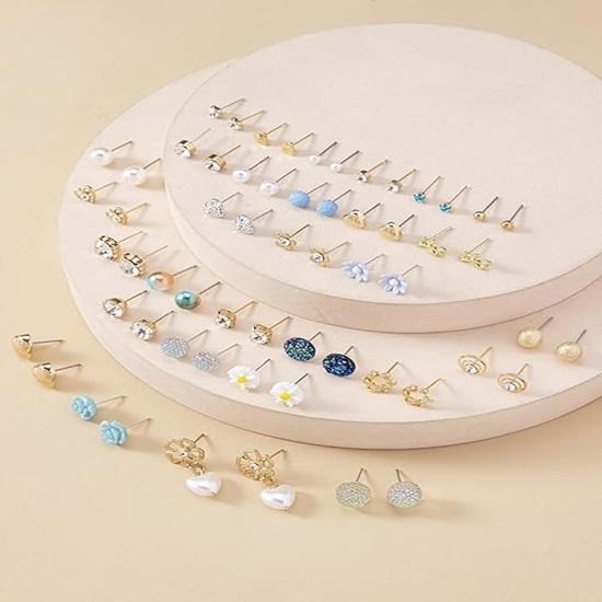 30 Pairs Earrings Combo Set Latest Stylish Crystal Pearl Earrings for Women and Girls