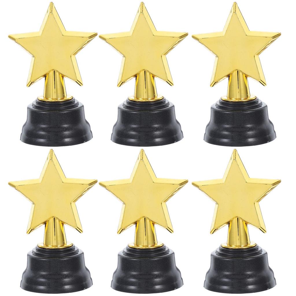 6pcs Mini Gold Star Trophies - Party Favors and Game Prizes for Kindergarten Graduations, Competitions and Rewards
