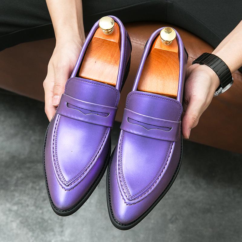 Men s Pointed Toe Leather Loafers - British Korean Style, Casual Slip-ons, Patent Leather Formal Shoes 45