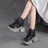 Johnature Vintage Genuine Leather Splicing Mesh Breathable Hollow-out Boots Women's Platform Shoes