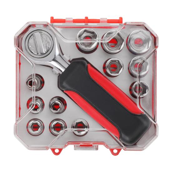 Interchangeable Ratchet Wrench with Non Slip Handle Universal 1/4 Inch Drive Impact Sockets 4-13mm Metric Socket Wrench Set