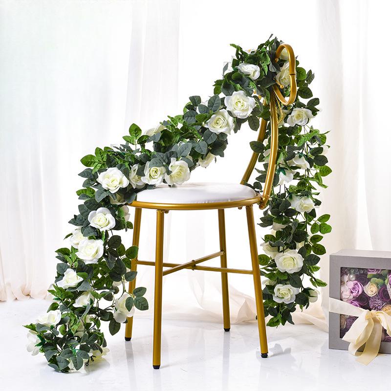 Artificial Rose Vine 16 Head Flowers Length 220cm False Green Plant Flower Vine Family Wedding Party Arch Decoration Flower Vine