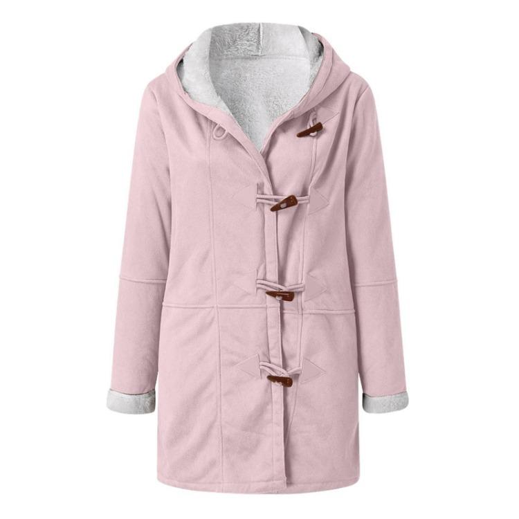 Women Casual Hooded Jacket Coat with Pockets Fleece Lined Warm Winter Outwear Fashion Parker Coat