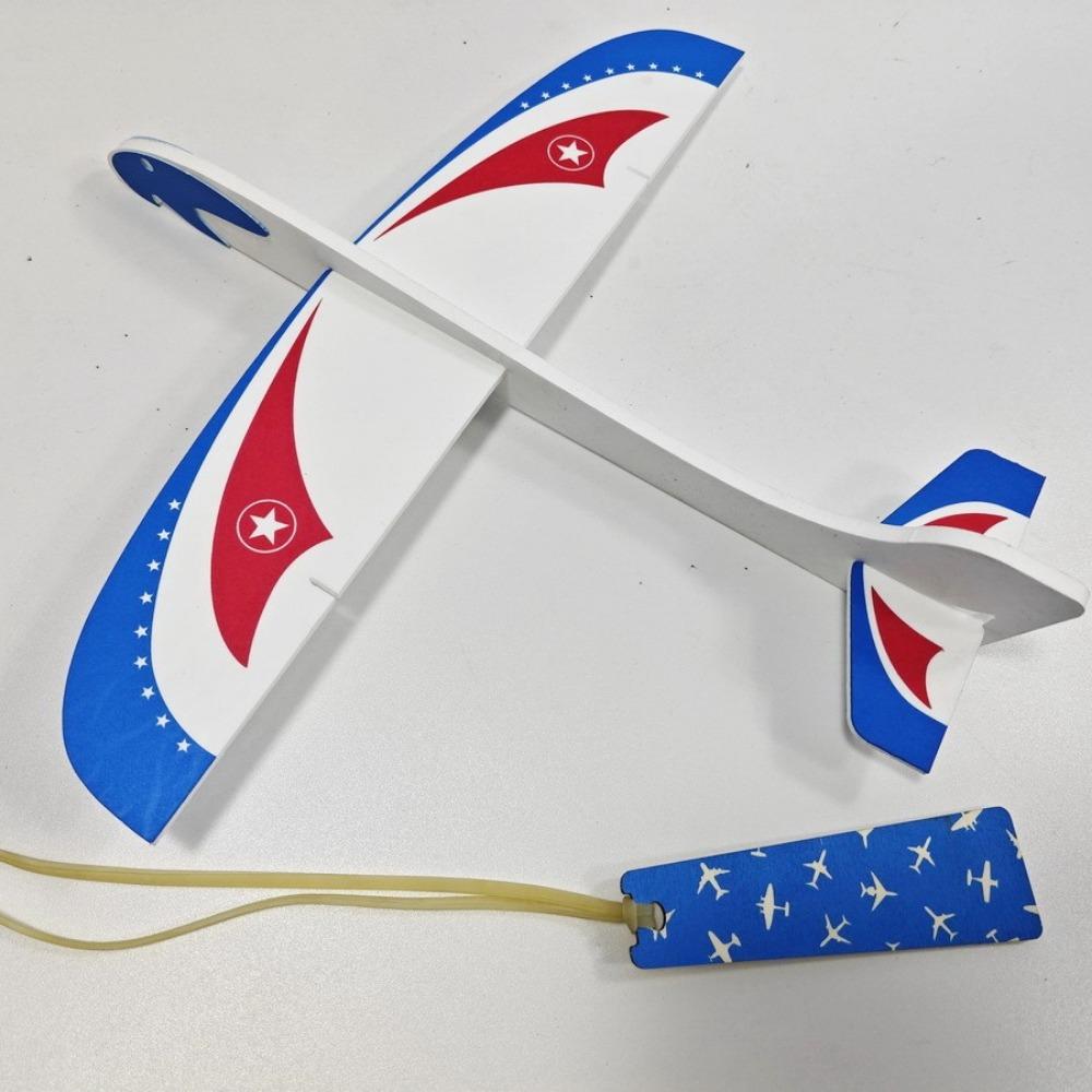 

DIY Elastic Rubber Band Powered Adjustable Center Flying Plane Airplane Glider For Children синий/белый