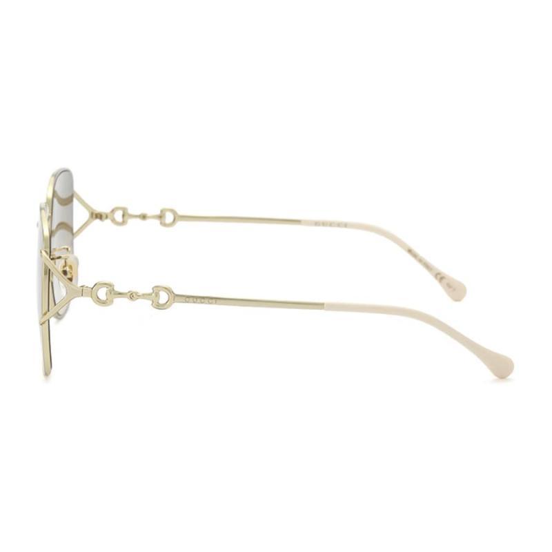 GUCCI 1955 Horsebit Metal Herringbone Metallic Sunglasses Sunglasses Women's Gold/Tawny Gradient
