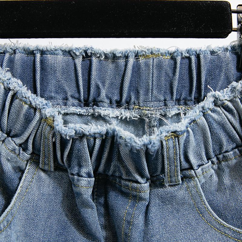 DIMANAF 2024 Plus Size Women Pants Autumn Trousers Loose Wide Leg Pants Casual Vintage Large Size Elastic Waist Blue Jeans