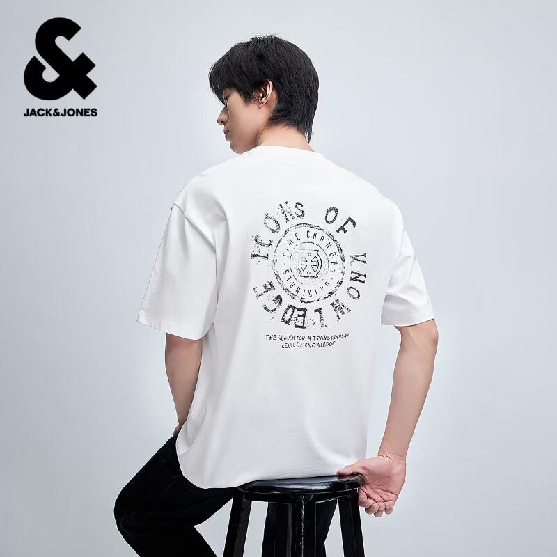JACK&JONES Men's Cotton Letter Print Loose Fit T-Shirt