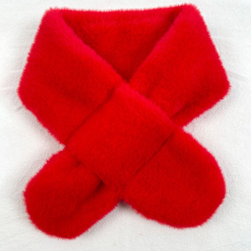 Children s Winter Plush Neck Warmer - Cute, Thick, Windproof Scarf in New Year Red for Boys and Girls.