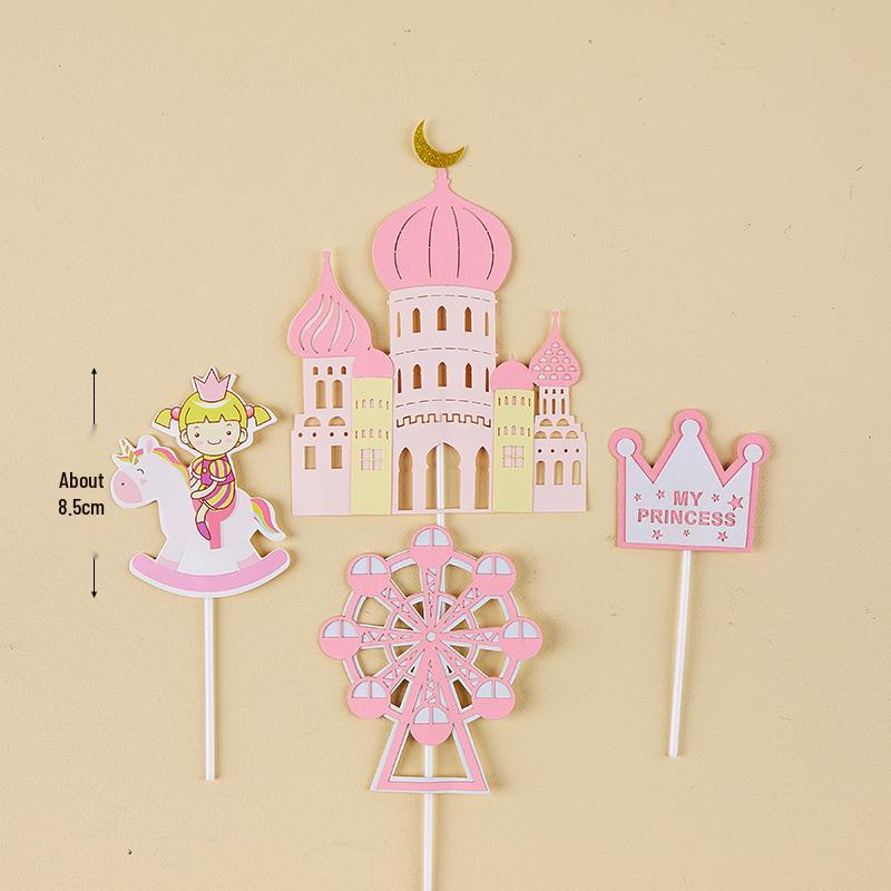 Pink & Gold Royal Birthday Cake Topper Set