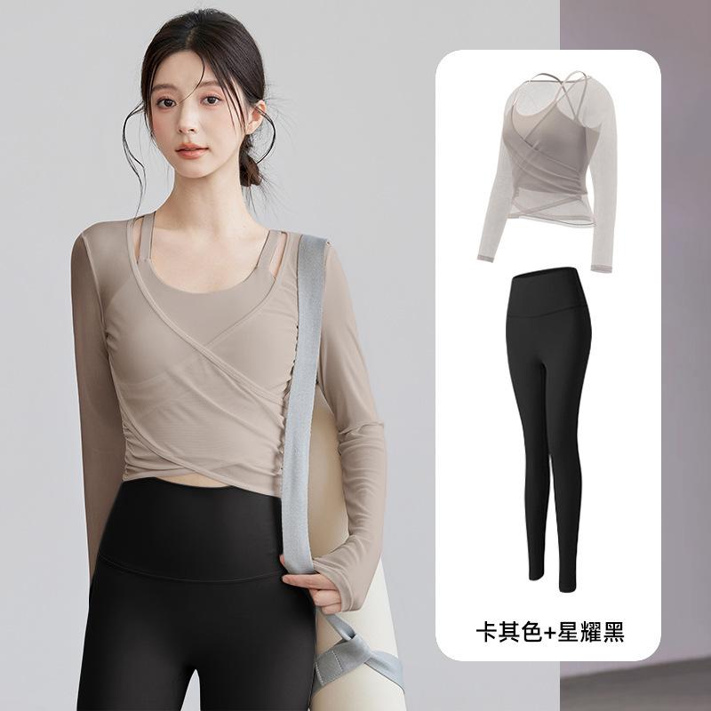 Premium Yoga Suit Women's Sports Top Skinny Long Sleeves Skinny Running Training Pilates Fitness Suit Spring