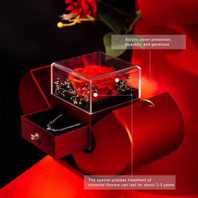 Jewelry Storage Box Elegant Apples-shape Necklace Ring Case with Long-lasting Soap Flower Festival Christmas