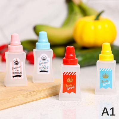 4Pcs Mini Seasoning Sauce Bottle Portable Tomato Ketchup Bottle Salad Dressing Container Pot For Bento Lunch Box Kitchen Jar