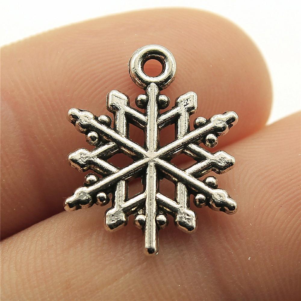 20 Stück Metall Zinklegierung Gemischte Größen Schneeflocken Anhänger Passend für Schmuck Weihnachtsanhänger Komponenten DIY Handgemachtes Basteln