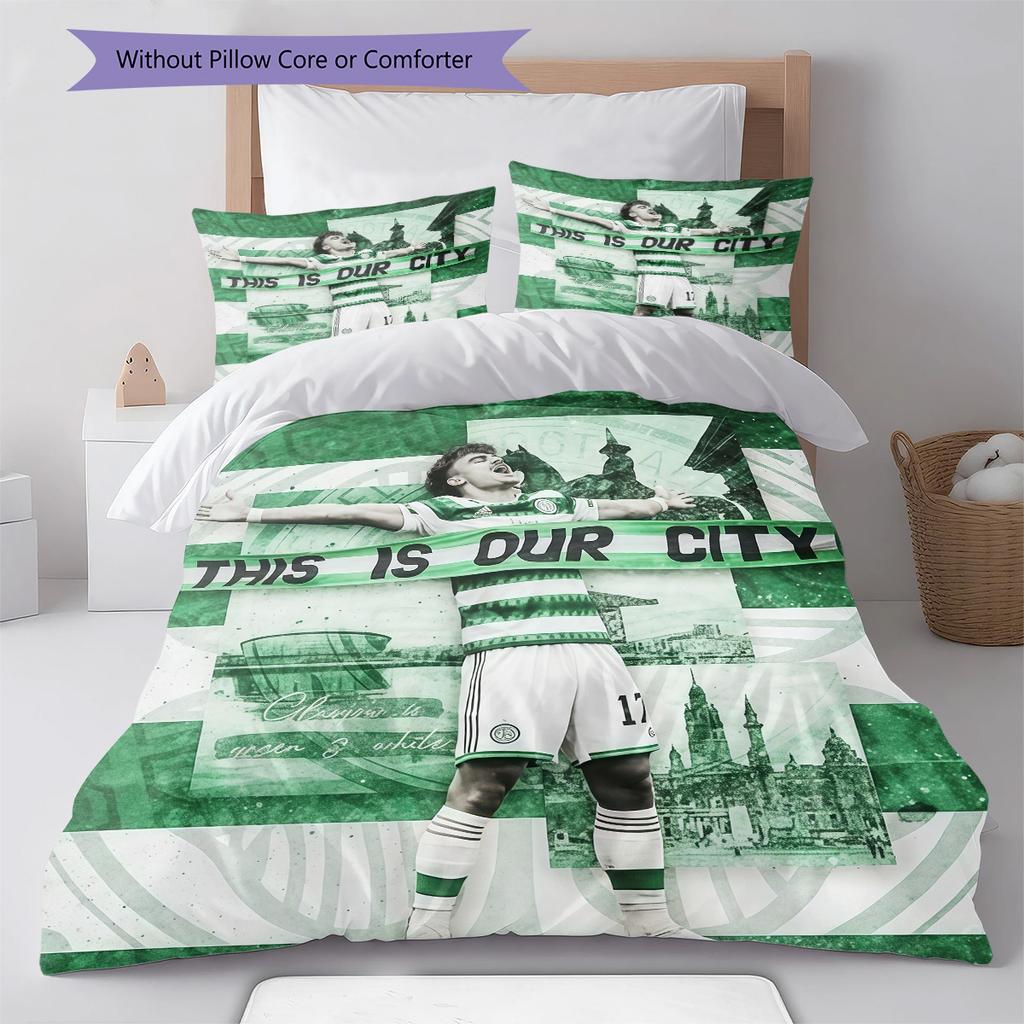 Juego de Funda Nórdica y Colcha del Celtic Football Club Funda de Colcha Funda de Almohada Decoración del Hogar Regalo de Cumpleaños (1 * funda nórdica + 2 * fundas de almohada, sin núcleo)