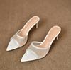 7.5cm Square Toe Fish Mouth Heel Sandals Square Toe Slippers Sexy Temperament Women Open-Toe Sandals  35-42
