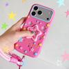 Hollow Pressable Star Silicone Phone Case with Lanyard, Stress Relief Soft Protective Cover
