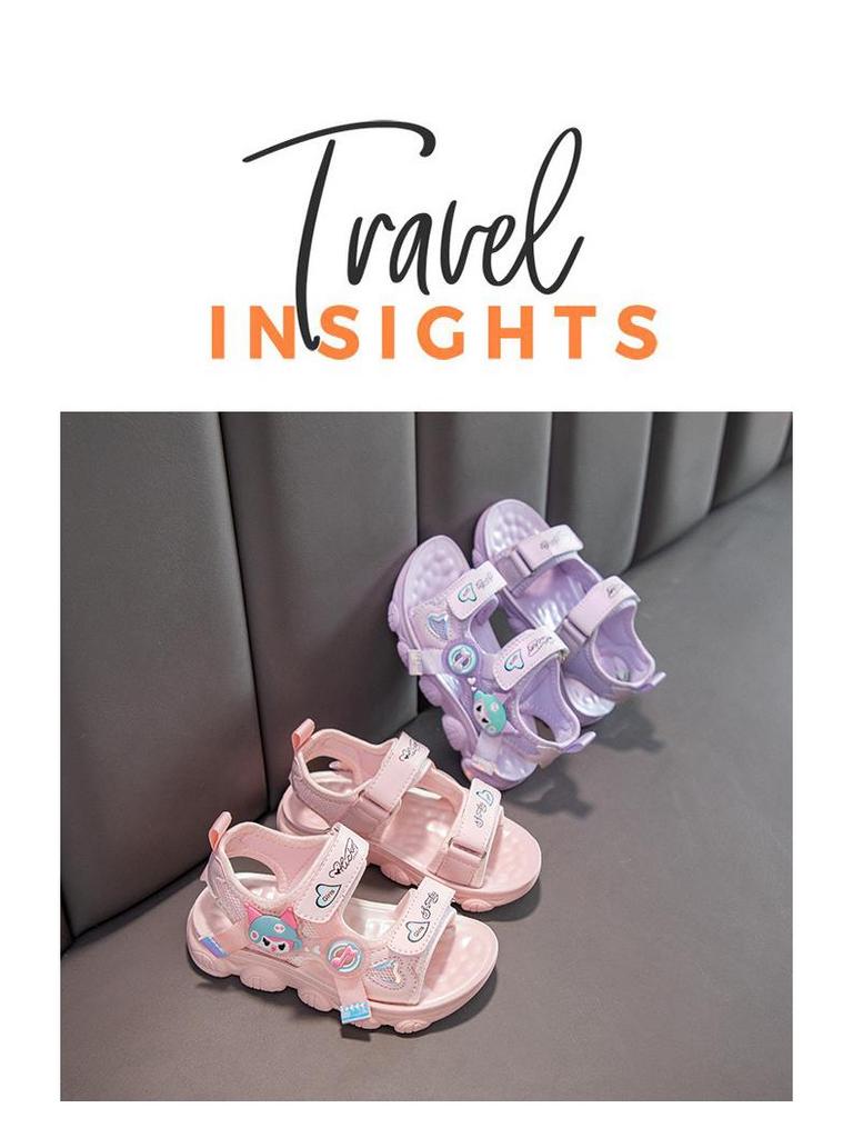 Girls' Summer Sports Sandals 2026 - Cartoon Soft Sole Beach Shoes for Medium & Large Kids