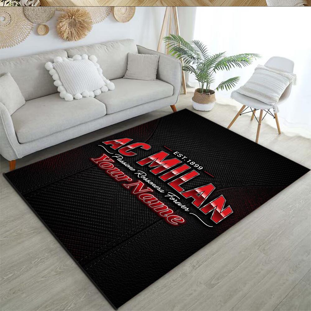 Ac Milan Customize Text Floor Rug Office Rug Perfect for Entryway Outdoor Kitchen Dining Room Anti-slip Rug Anime Office Decor