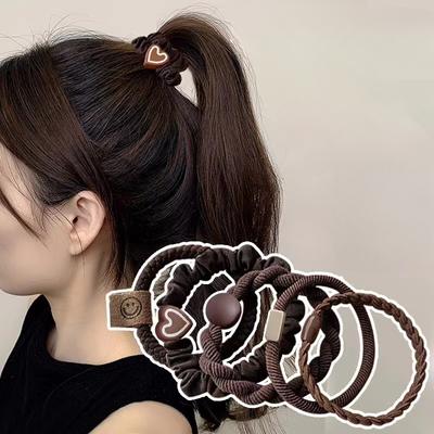 5-teiliges Haarring-Set für Damen, Haarschmuck, hohe Elastizität, Lederband, einfaches Temperament, hohe Haltbarkeit des Pferdeschwanzes, neuer Stil