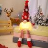 Festival Gnomes Santa Figurine with Soft Knitted Hat Long/Short Leg Warm LED Light Holiday Decoration for Christmas