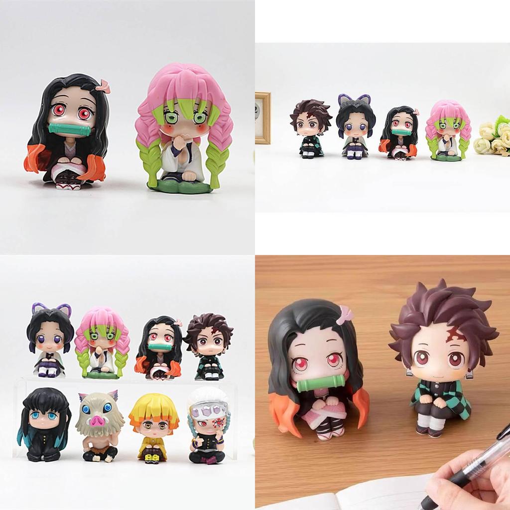 Adorable 8 Piece Q Version Sitting Demon Slayer Nezuko Toy Doll Capsule Figures Collection