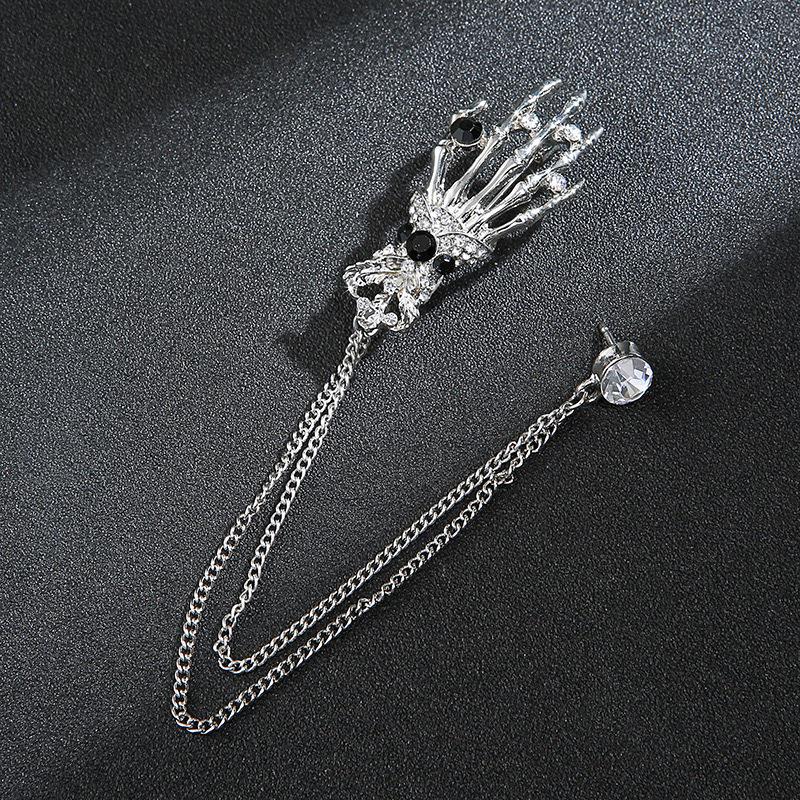 Men's Vintage Wings Brooch: Korean Chain Lapel Pin & Flower Corsage Badge.