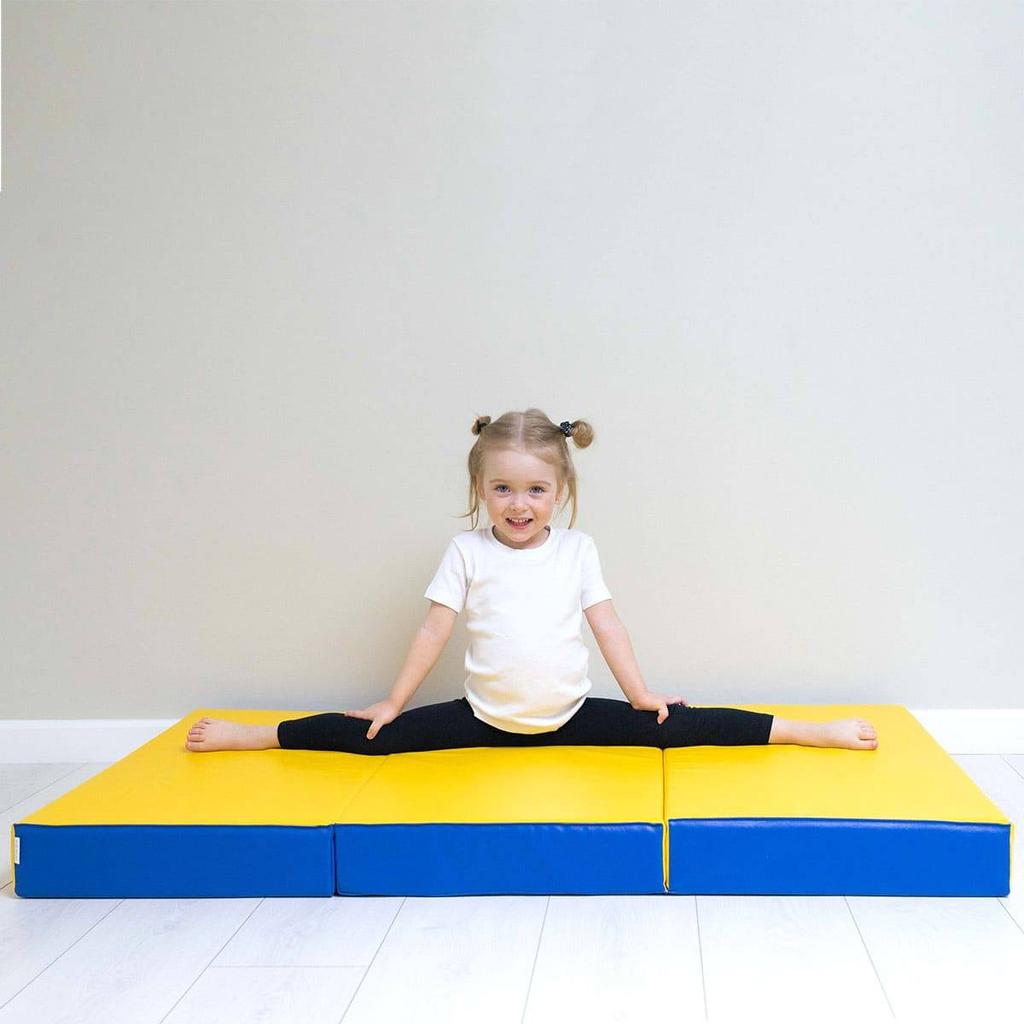 gymnastic mat Comet 150x100x10 three-piece - orange/yellow
