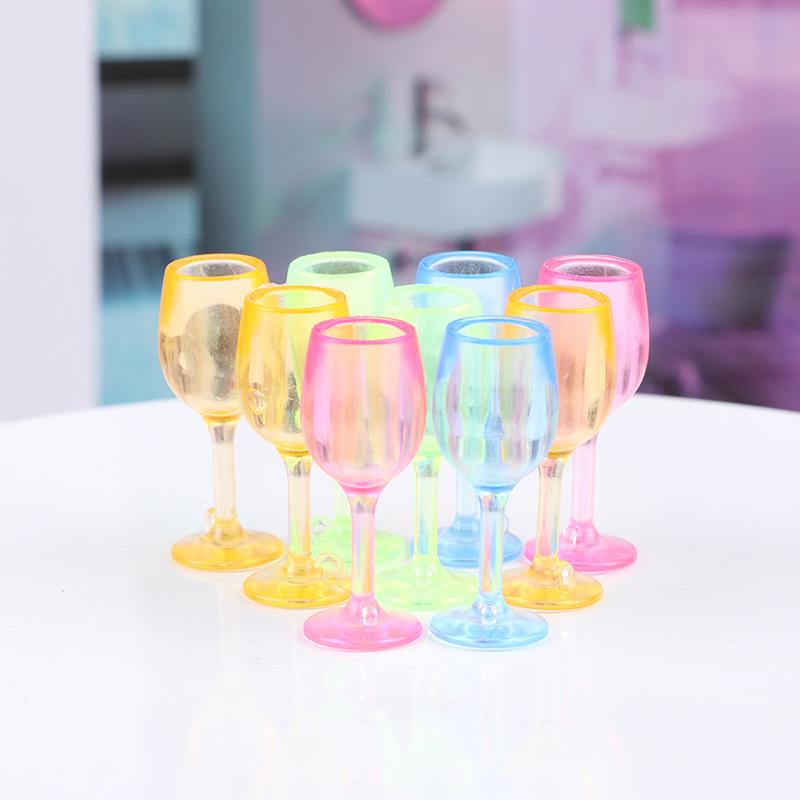 5Pcs 1:12 Doll Houses Colorful Wine Glass Cup Goblet Bar Drinking Miniature