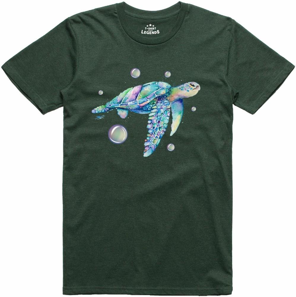 Psychedelic Turtle Nature Print 100 Cotton Regular Fit T Shirt S