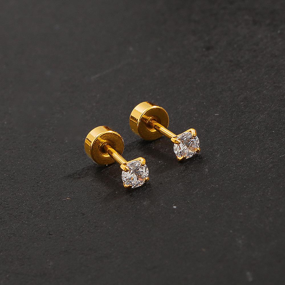 Cross-Border European American Style Fashionable Zircon Ear Bone Studs Unisex Simple Spiral Ear Plugs Anti-Lost Earrings