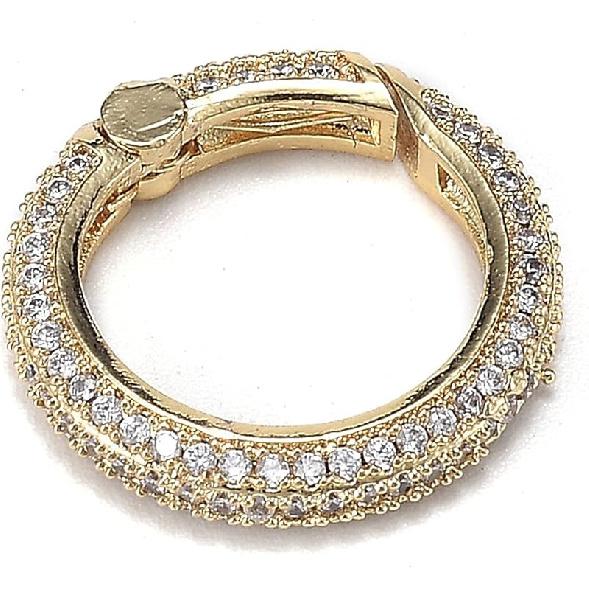 Craftdady 5ps Micro Pave Cubic Zirconia Spring Gate Ring Clasp CZ Rhinestone Golden Brass Oval Trigger Spring Snap Clip Hook Buckle for Keychain