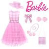 Princess Pink Sleeveless Dress Set With Bag Hat Bracelet Necklace Earrings And Hair Accessories