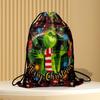 Christmas Double Sided Print New Year Gift Bag Drawstring Pocket Christmas Backpack