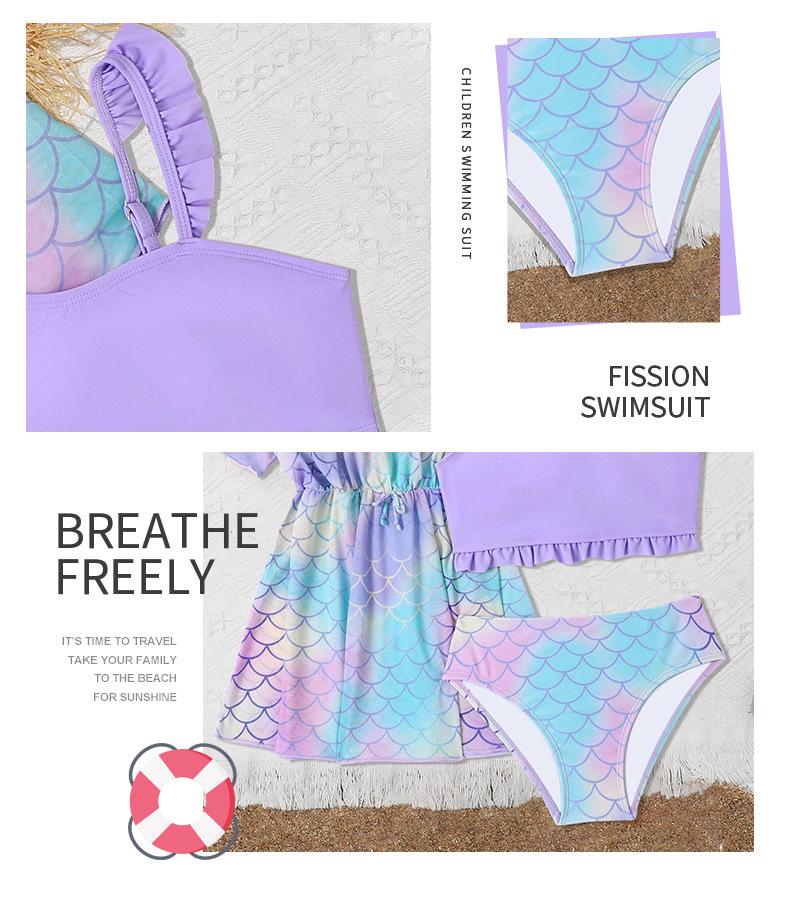 2025 Girls' Three-Piece Swimsuit Set - Split Swimwear & Cover-Up for Kids