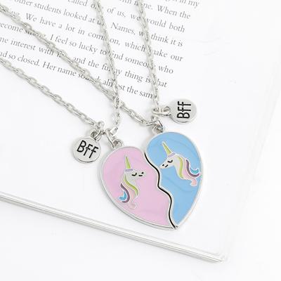 Best Friends Necklace Broken 2 Pcs Unicorn Love Stitching Friendship Necklaces