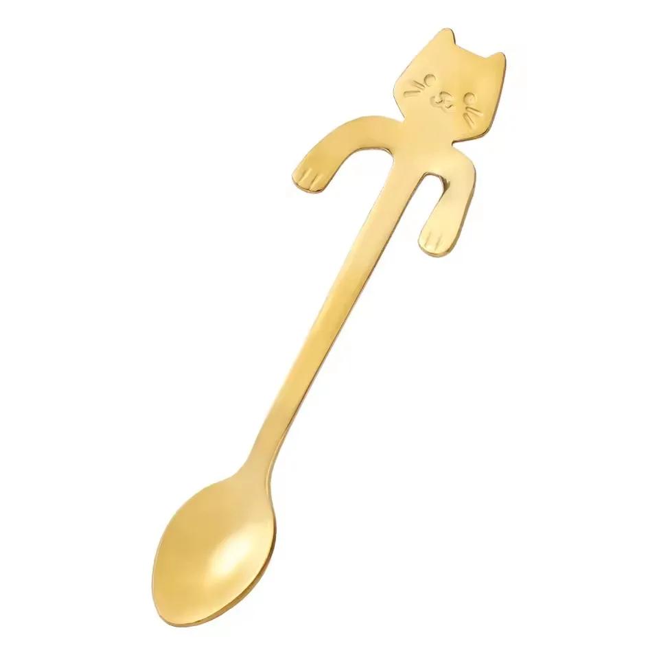 

1pc Stainless Steel Creative Cat Shaped Coffee Spoon Teaspoon Children Spoon Cake Stirring Sugar Soup Dessert