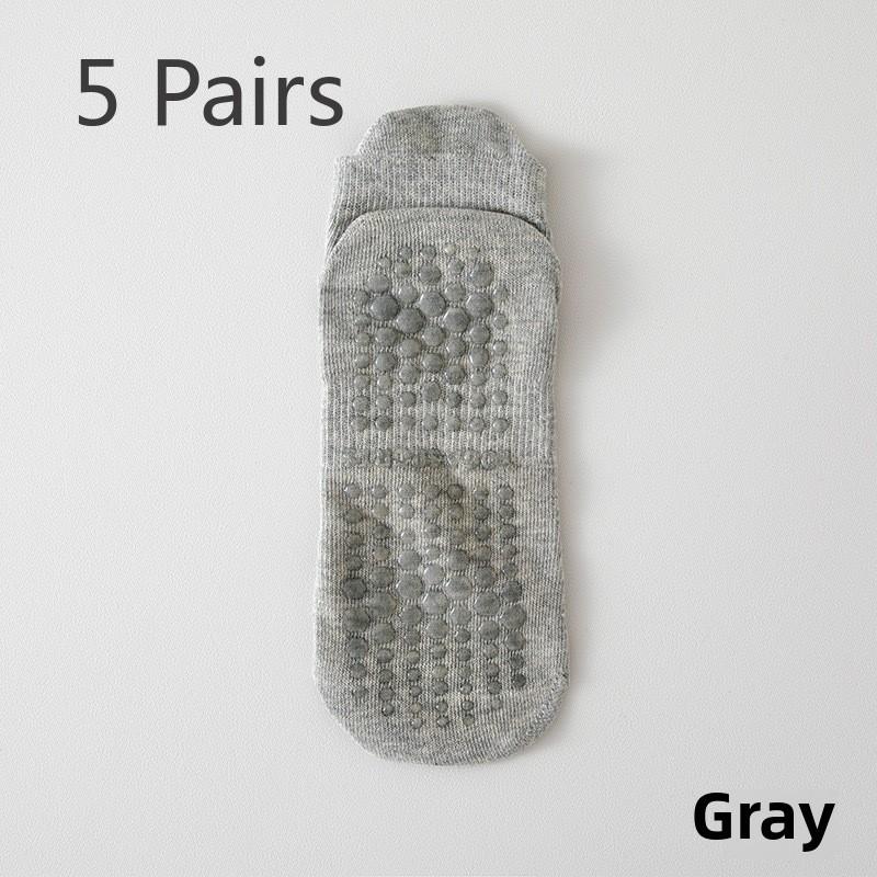 5 Pairs of Girls Spring and Summer Yoga Silicone Anti Slip Silent Mesh Short Socks