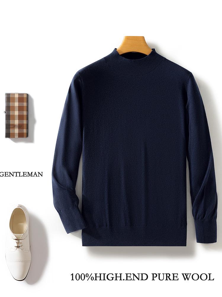 

Men s Slim-Fit High-Neck Wool Sweater for Autumn/Winter Business Casual XL