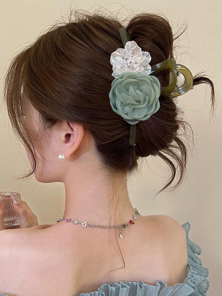 2025 Šik Květinová Spona do Vlasů ze Síťoviny pro Ženy