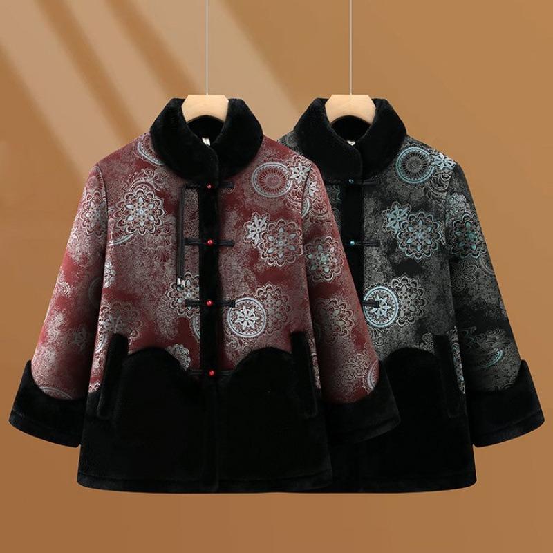 Warm coat winter coat women's fleece thickened padded jacket old lady winter padded coat