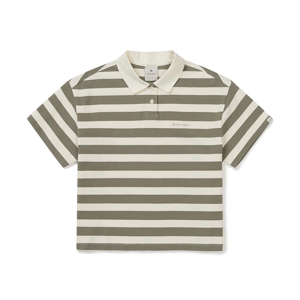 SNOWPEAK Cotton Women's Stripe Polo T-shirt Vintage Khaki (S25MWFPS69)
