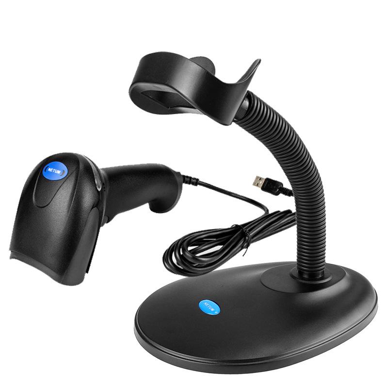 

Беспроводной и проводной лазерный сканер штрих-кодов Xunlei с подставкой для QR-кодов и для использования в супермаркетах