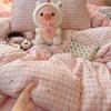 Class A soft waxy washed cotton four-piece bedding cute small fresh quilt cover bed sheet student dormitory bed hat model