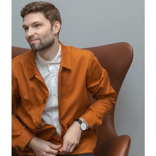 ARNE JACOBSEN BANKERS 53102-2001 Watch, 40mm, Scandinavian Design, Water Resistant (Quiet Design with No Second Hand), White with Black Leather Strap