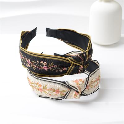 Modisches Damen-Stirnband mit Stickband und Knoten in der Mitte, Mädchen Böhmischer Stil Haarband, Damen Haaraccessoires